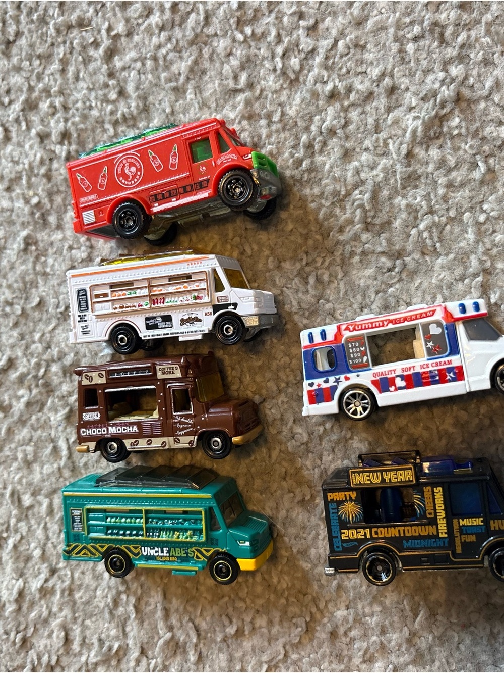 Matchbox Mini Food Truck Toy Pack - Colorful Ice Cream & Snack Vans Toy Bundle